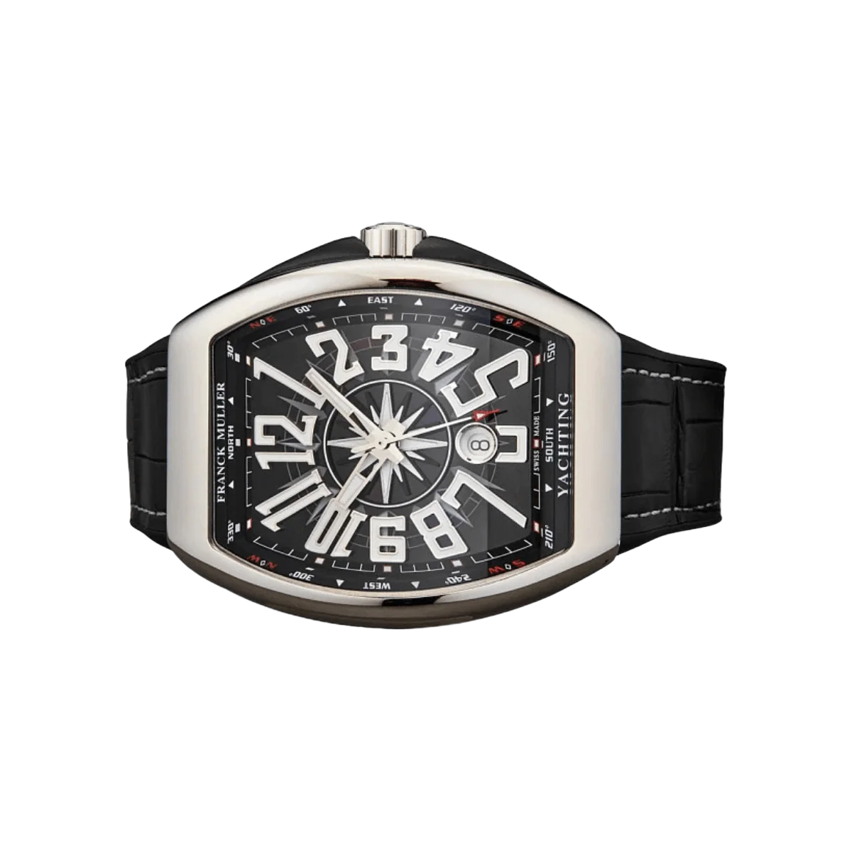 Franck Muller Vanguard V 45 SC DT YACHTING Herrenuhr, Stahl, 45 mm, schwarzes Zifferblatt