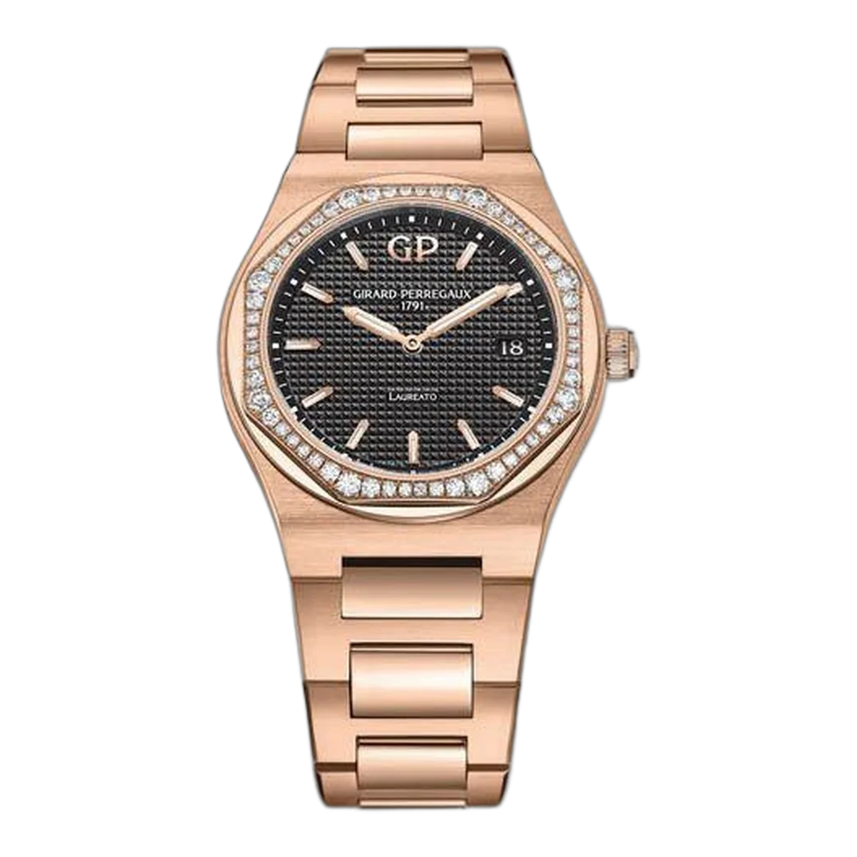 Girard Perregaux Laureato 34Mm 18K Rose Gold Ladies Watch