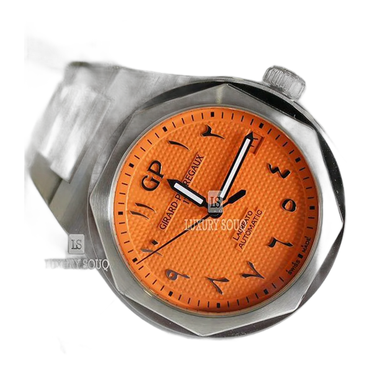 Girard Perregaux Laureato Orange Arabic Dial Limited Edition 42Mm Stainless Steel Men's Watch