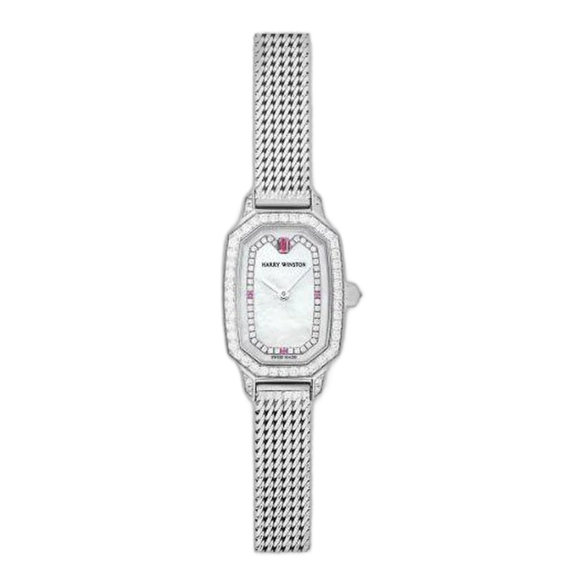 Harry Winston Emerald Collection 17,8 mm x 24 mm 18 Karat Weißgold Damen-Uhr