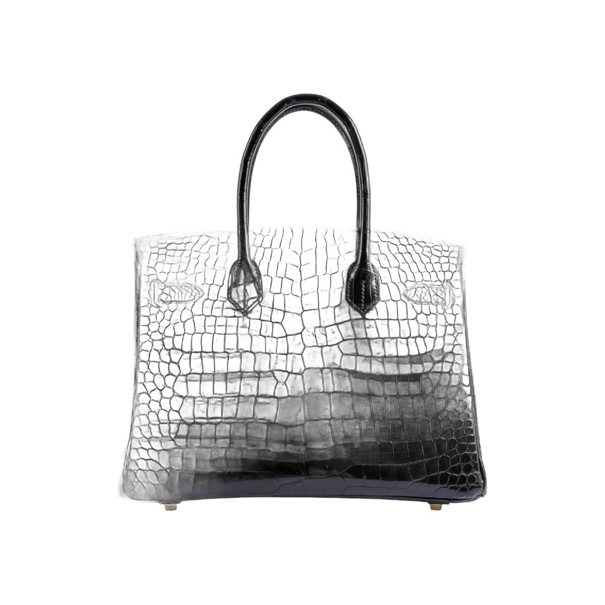 Hermes Birkin 30 黑色亮面 Porosus 鳄鱼金 HW 手提包