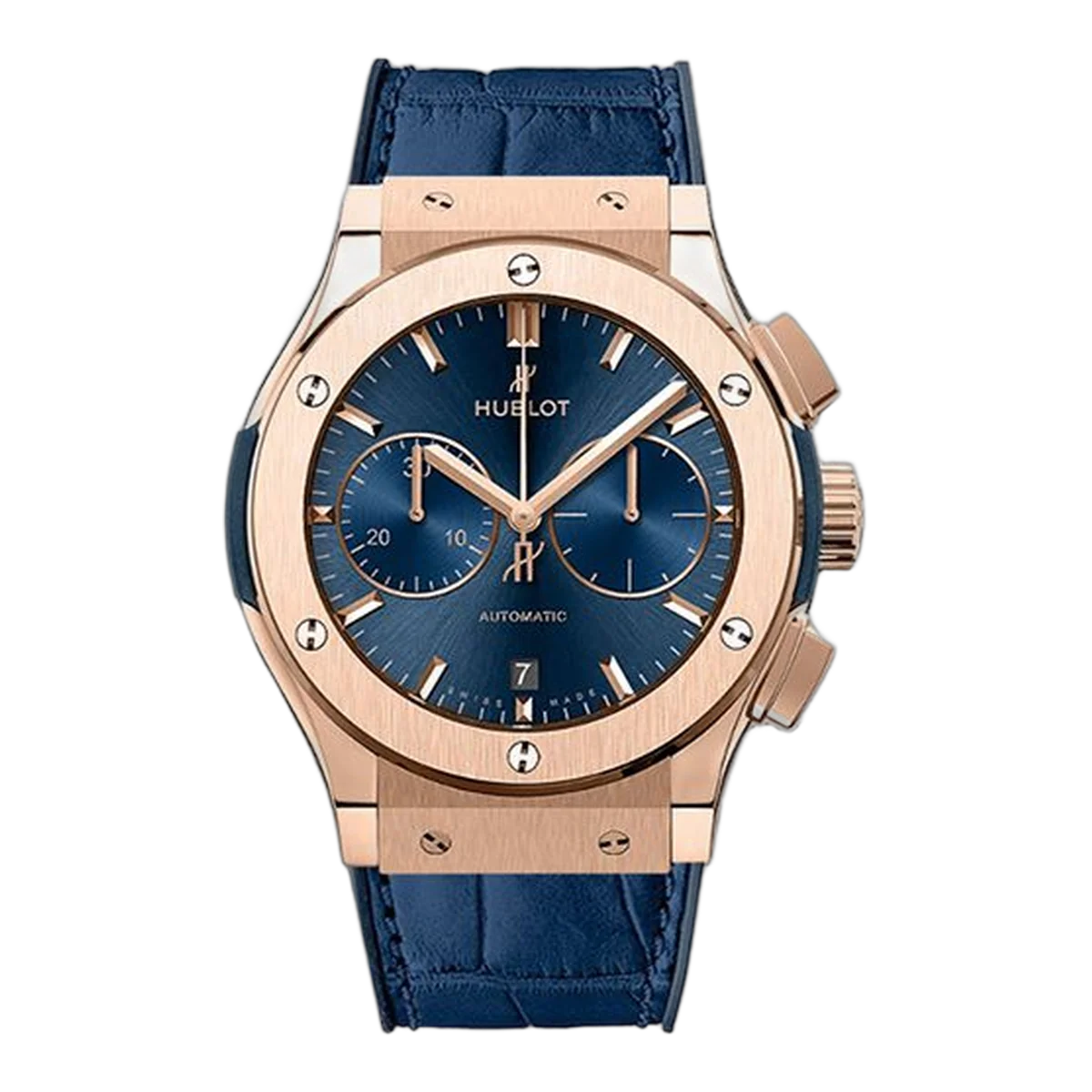 Hublot Classic Fusion 521.Ox.7180.Lr Blue Chronograph 45Mm King Gold Blue Straps Men's Watch