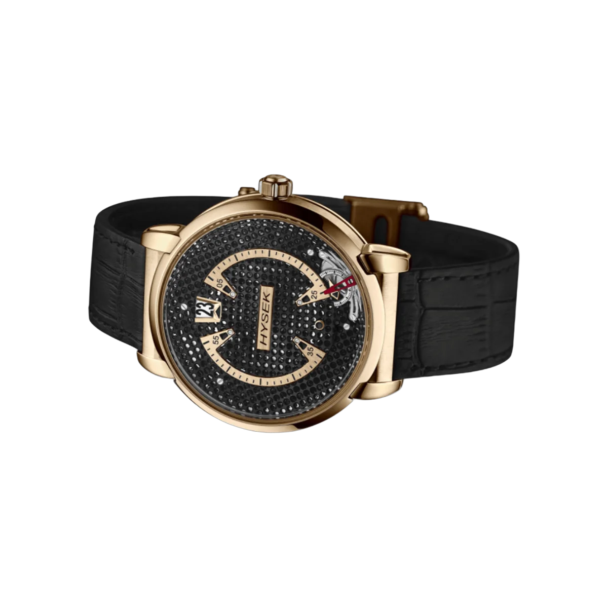 Hysek Double Orbital Revolution IO4305R01 43mm Black Dial Mens Watch