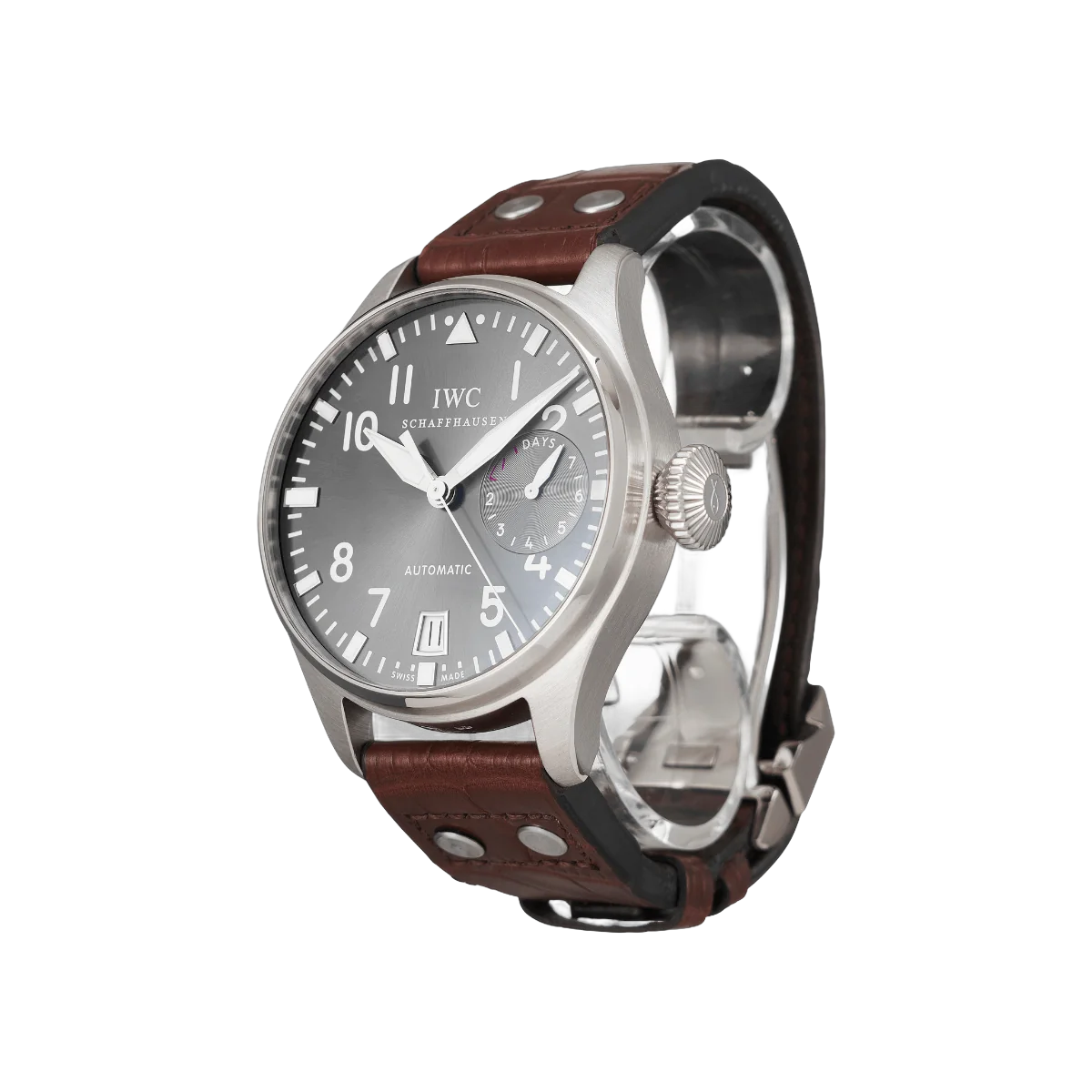 IWC Big Pilot's IW500402 18 قيراط ذهب أبيض أوتوماتيكية مينا رمادية