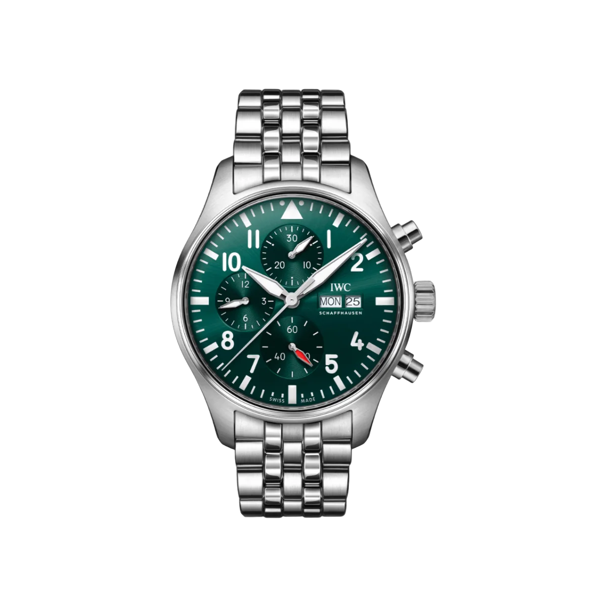 ساعة بايلوت من IWC طراز IW378006 كرونوغراف إصدار "الرحلة الأخيرة" مينا خضراء