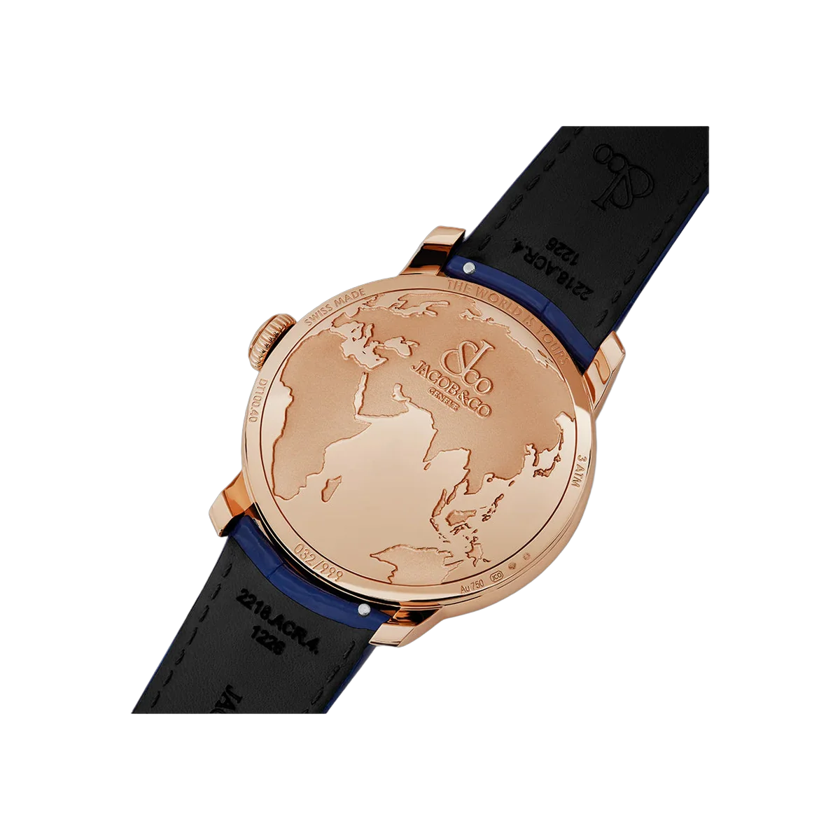 Jacob & Co. The World Is Yours DT100.40.AA.AE.A Dual Time Zone Roségold 43mm „Gestempelte Kontinente“-Zifferblatt Herrenuhr