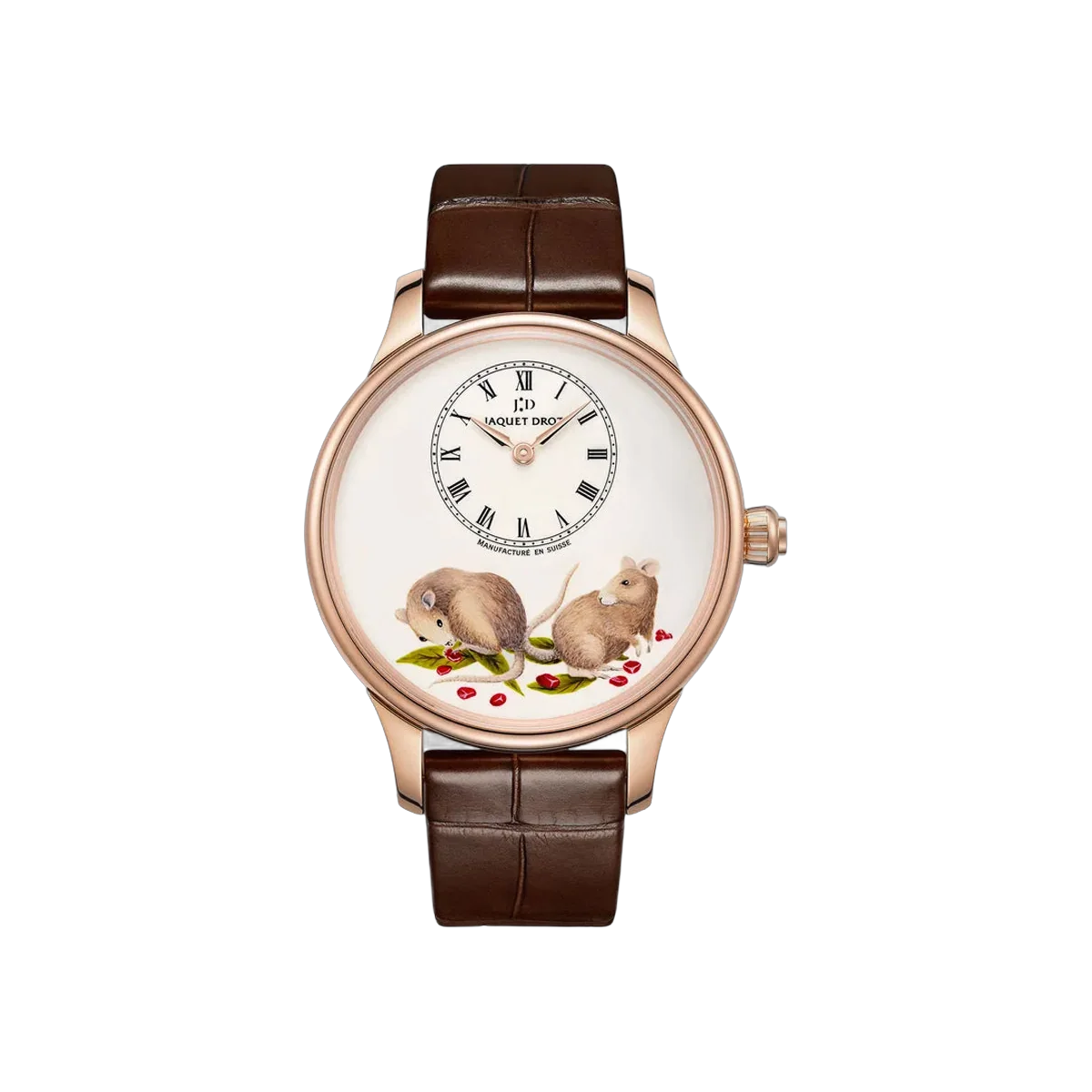 ساعة Jaquet Droz Petite Heure Minute Rat J005013230 أوتوماتيكية 39 ملم بمينا أبيض للجنسين