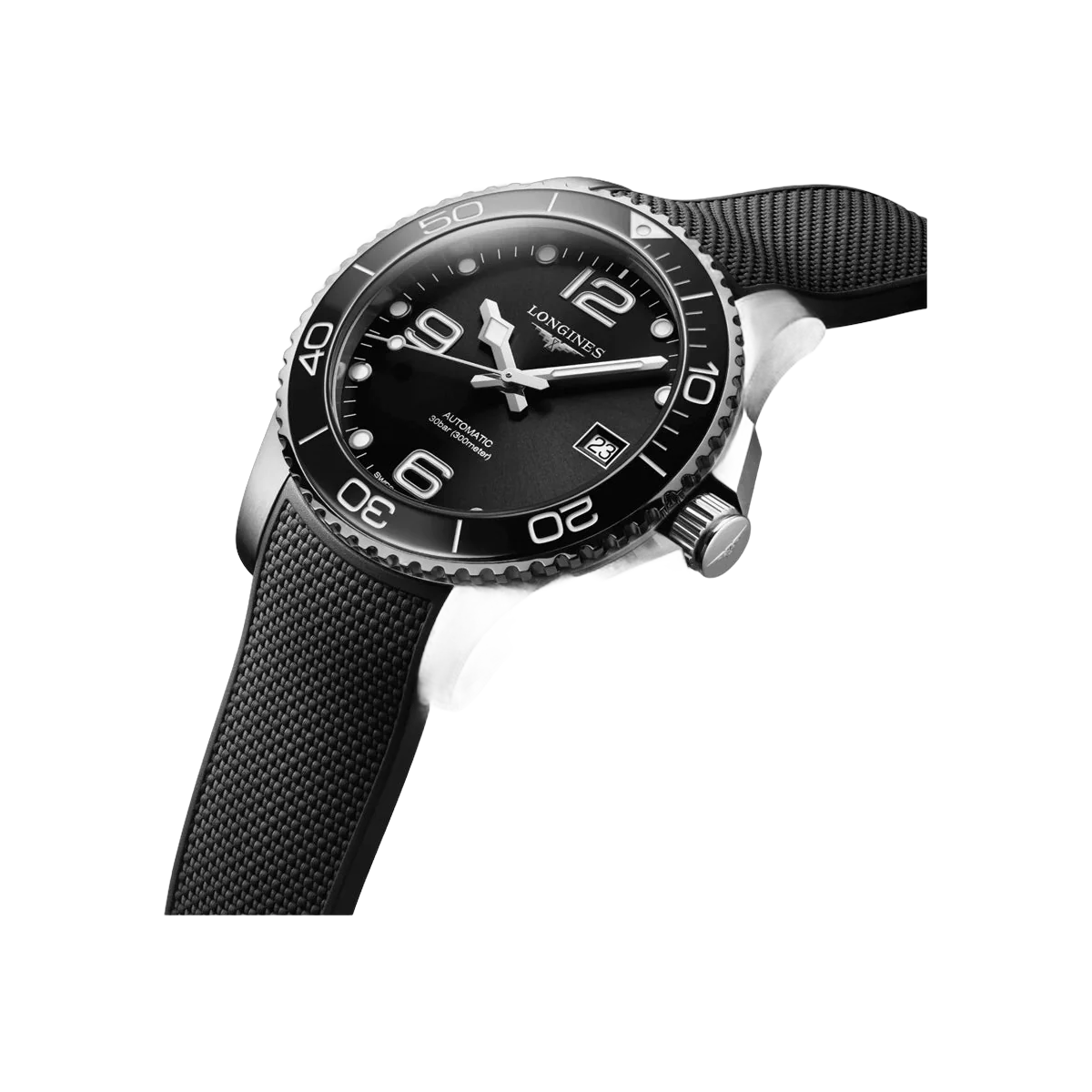 Longines Hydroconquest L3.780.4.56.9 Edelstahl Schwarzes Zifferblatt 39mm Herrenuhr