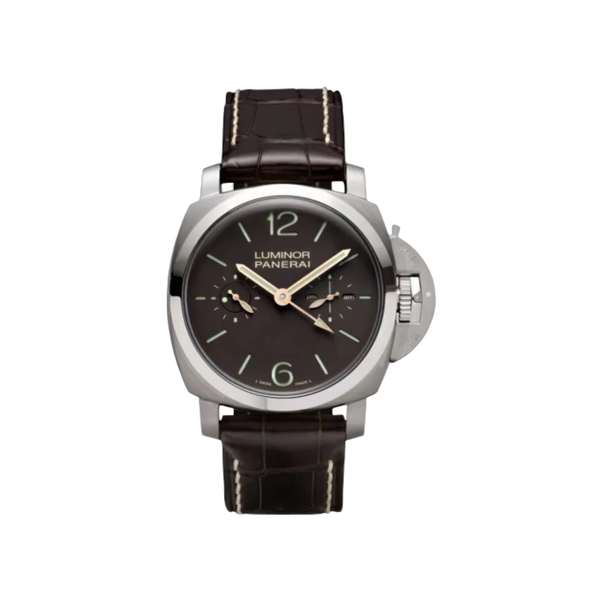 沛纳海 Luminor 1950 陀飞轮 Gmt PAM00306 深棕色 47 毫米男士手表