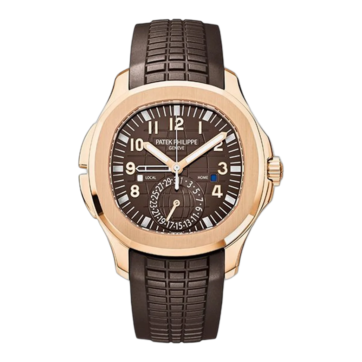 Patek Philippe Aquanaut 5164R-001 Brown Dial Travel Time 40.8mm 18K Rose Gold Brown Rubber Straps