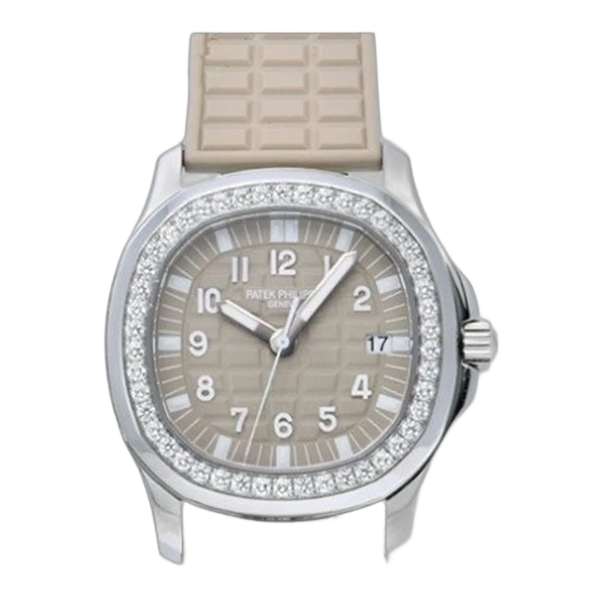 Patek Philippe Aquanaut Luce 5067A-020 Diamantbesetzte Lünette Edelstahl Beige Kautschukarmbänder