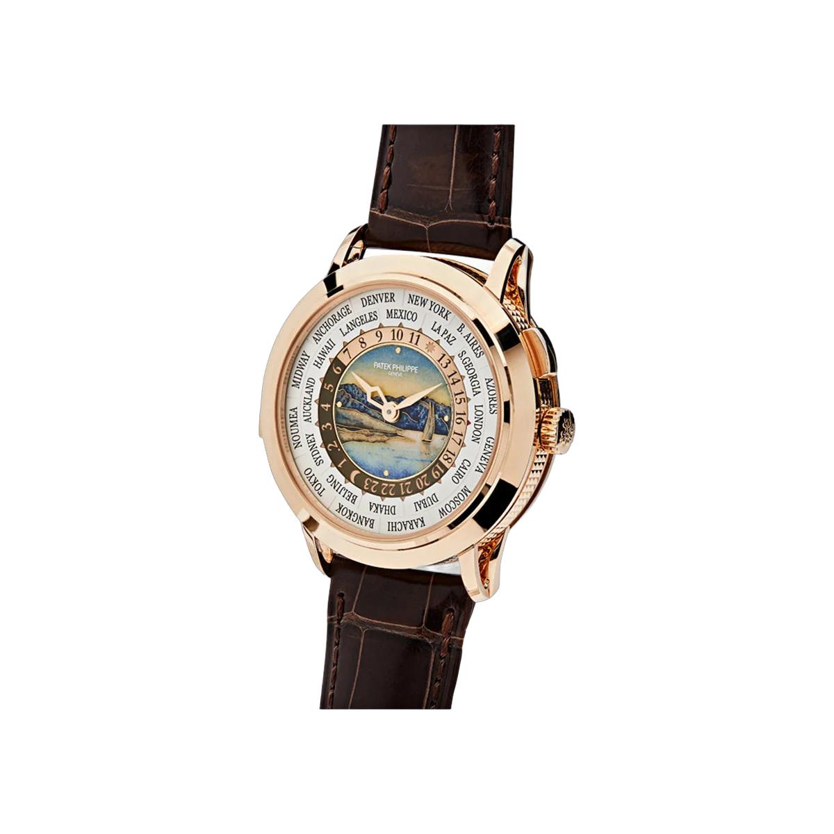 百达翡丽 Grand Complications 三问世界 5531R-012 玫瑰金 40 毫米景泰蓝珐琅表盘男士手表