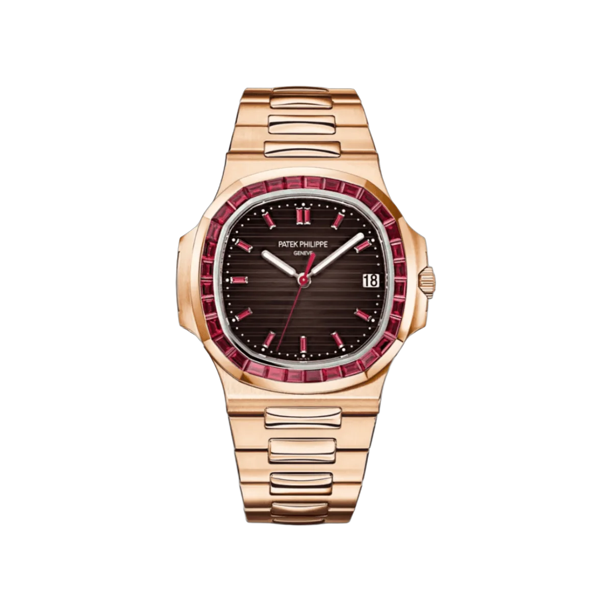Patek Philippe Nautilus 5723/112R-001 18K Rose Gold Ruby Bezel Brown Dial
