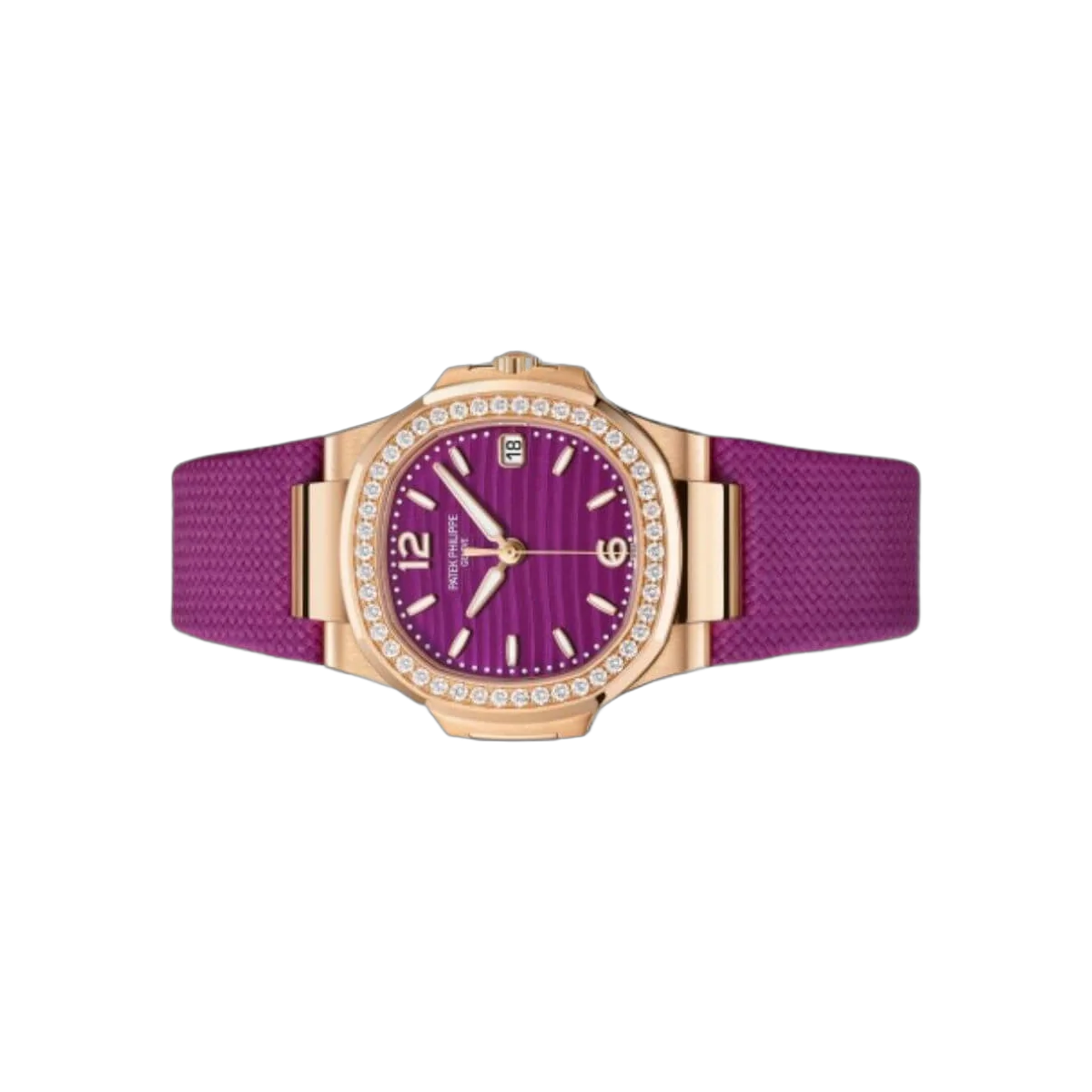 Patek Philippe Nautilus 7010R-013 Quarz Diamant Lackiertes Violettes Zifferblatt