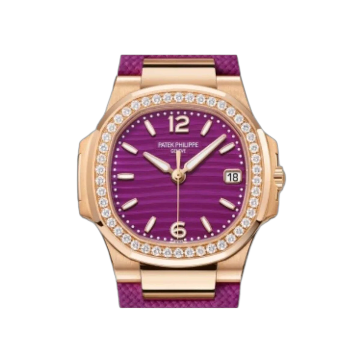 Patek Philippe Nautilus 7010R-013 Quarz Diamant Lackiertes Violettes Zifferblatt