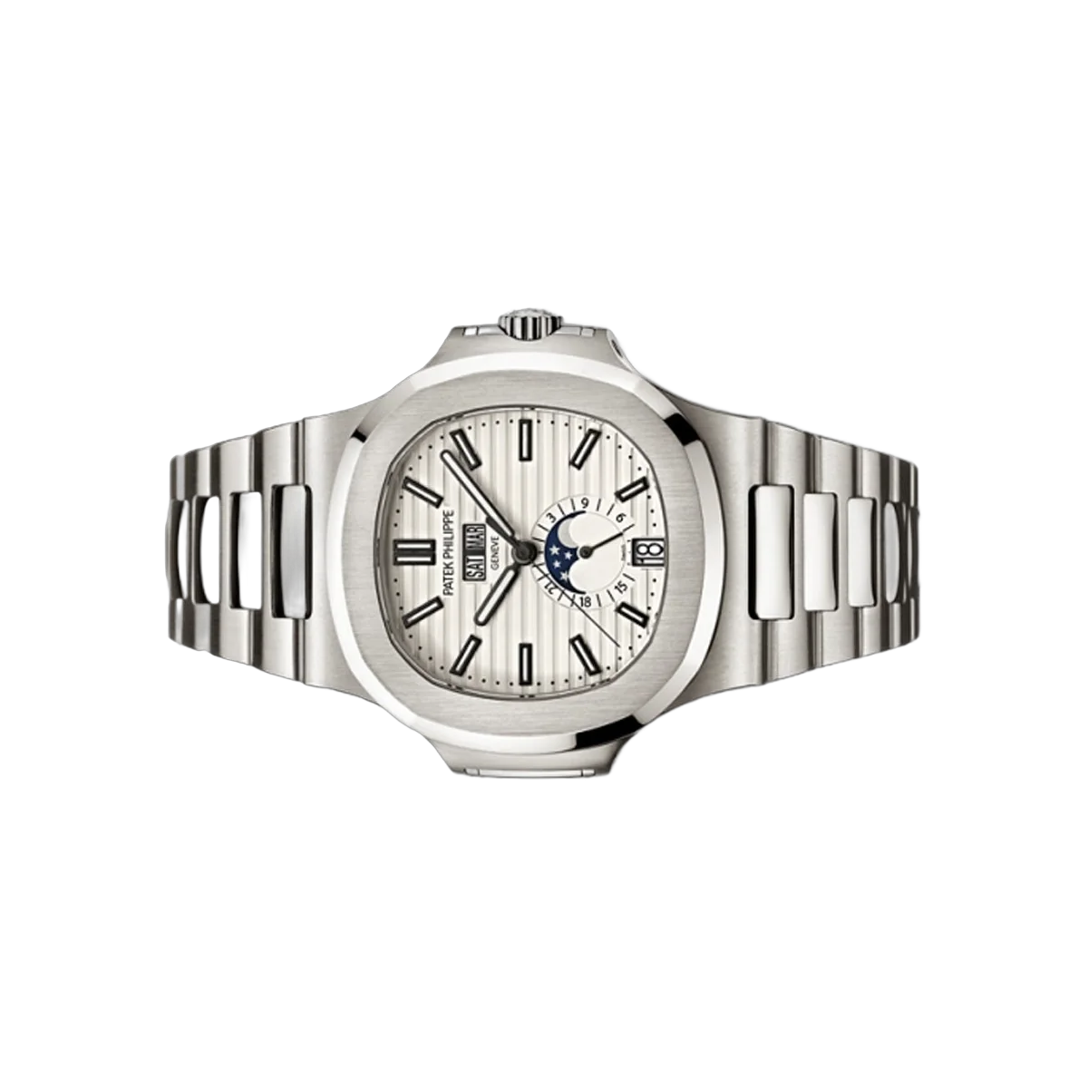 Patek Philippe Nautilus Jahreskalender 5726/1A-010 Edelstahl 40,5 mm Silberweißes Zifferblatt Herrenuhr