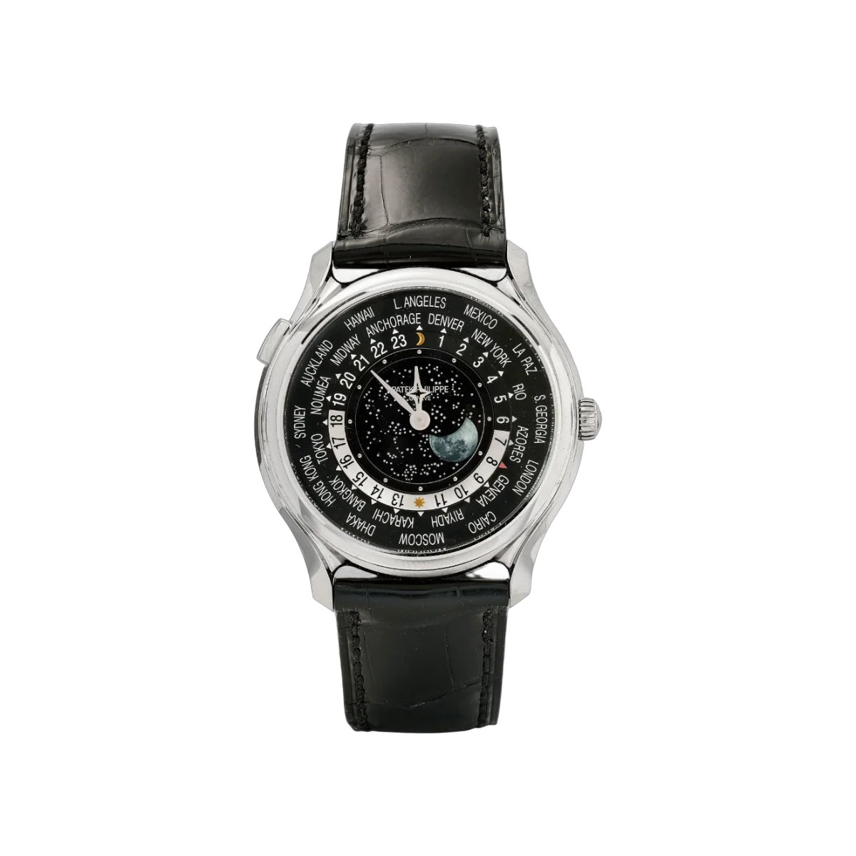 Patek Philippe World Time Moonphase 5575G-001 Weißgold 175. Jubiläum 40mm Herrenuhr Schwarz