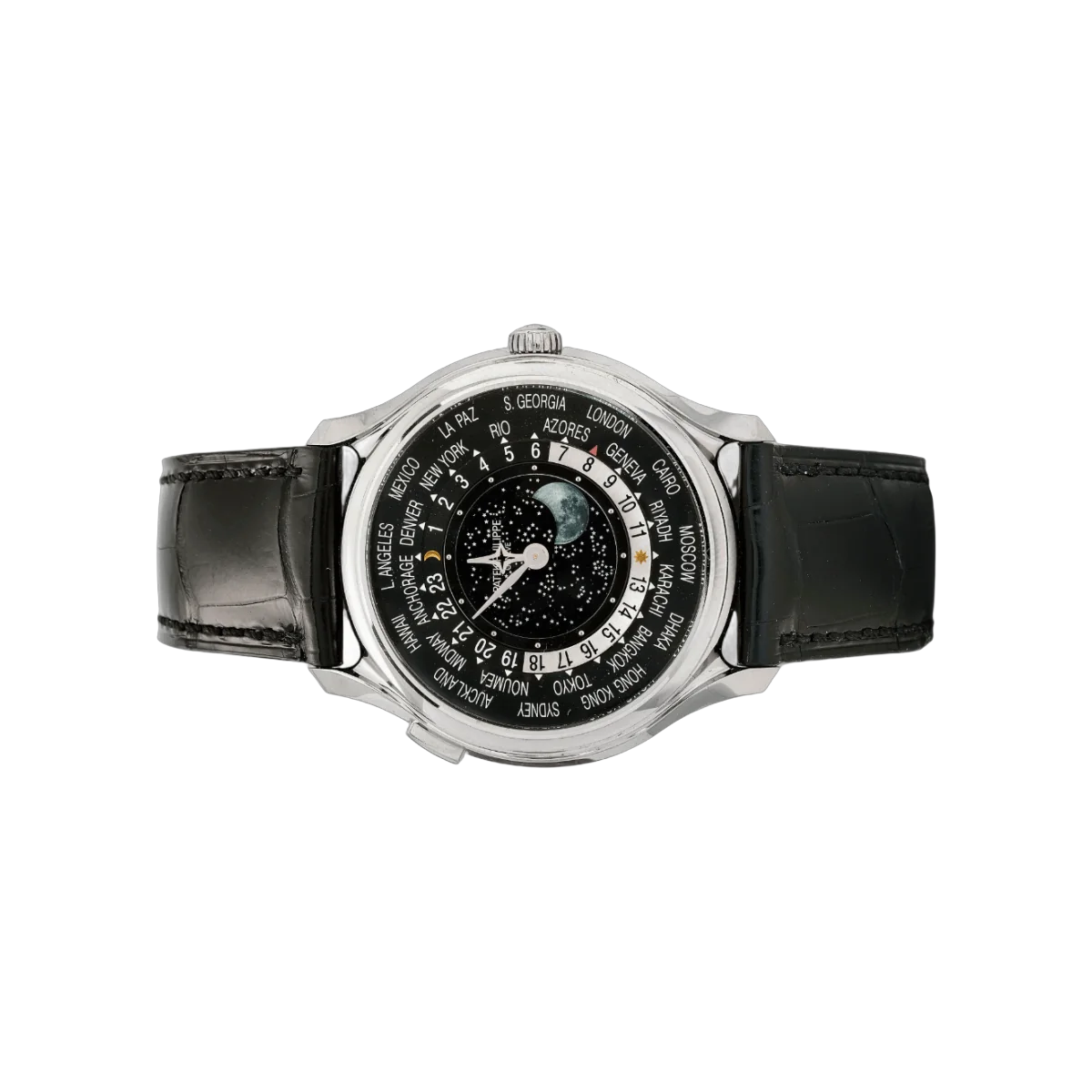 Patek Philippe World Time Moonphase 5575G-001 Weißgold 175. Jubiläum 40mm Herrenuhr Schwarz