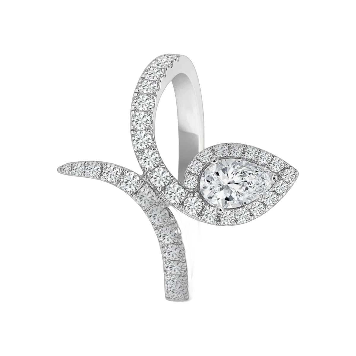 Pear & Round Ring -1.00 CTS,1048R,HRD-F-G/VS-SI,Total Wt - 4.13gm