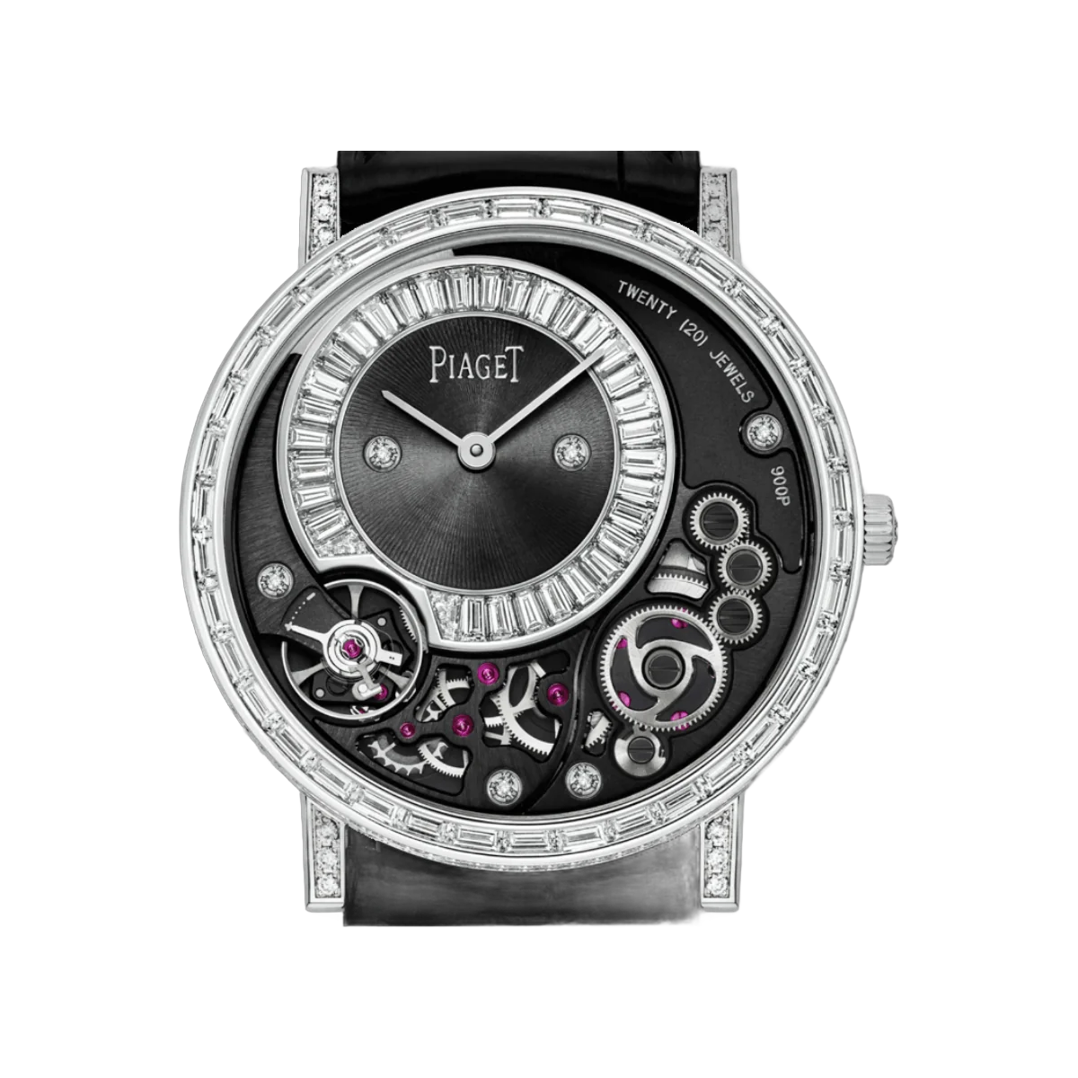 Piaget Altiplano 900P G0A39120 Weißgold Baguette-Diamant 38mm Graues Zifferblatt Damenuhr