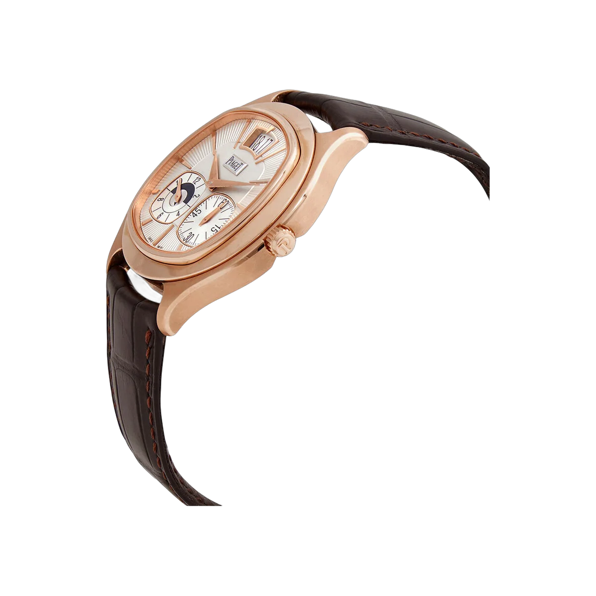 Piaget Emperador G0A32017 双时区玫瑰金 42 毫米银色表盘男士手表