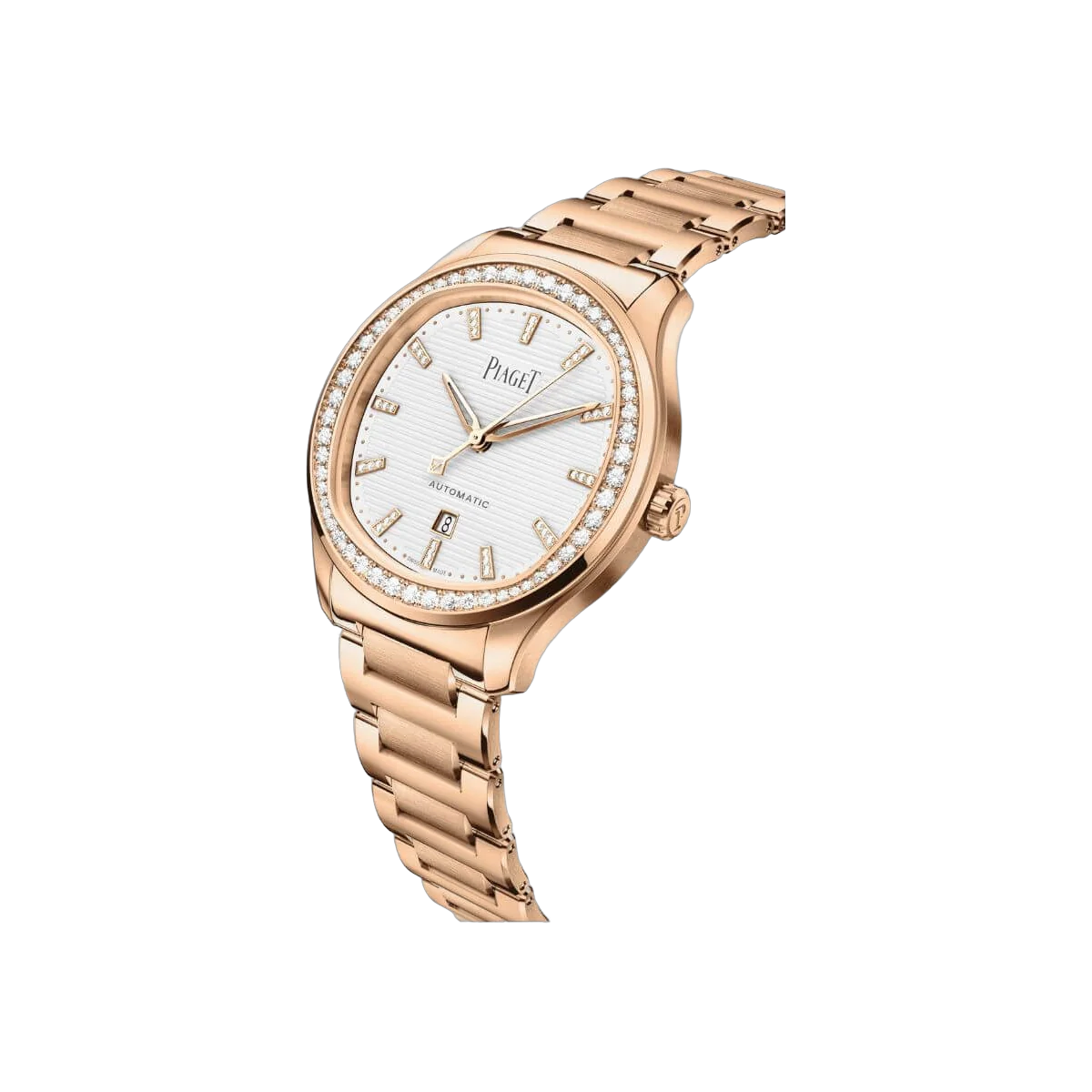 Piaget Polo G0A46020 Date Diamond Bezel 18K Rose Gold White Dial