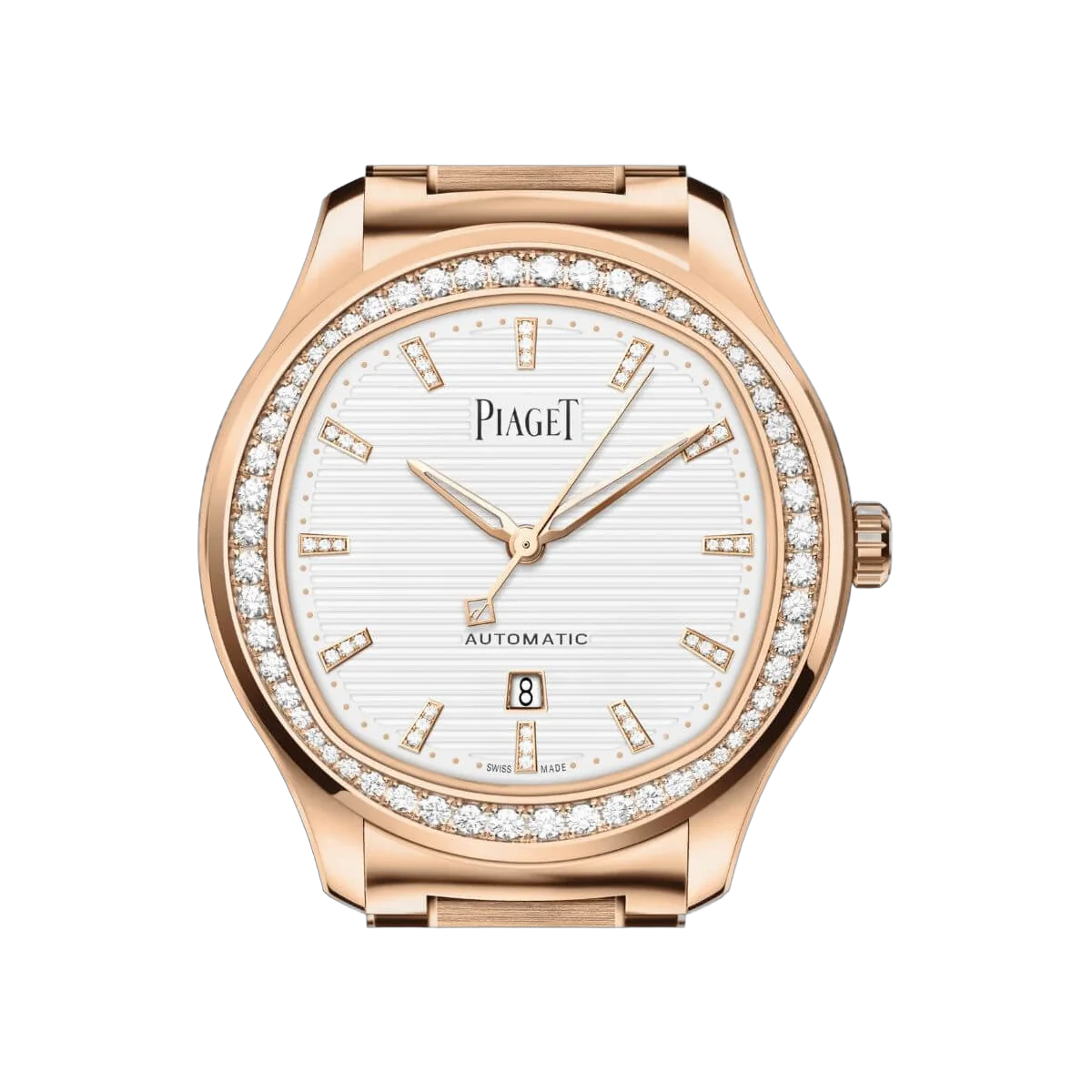 Piaget Polo G0A46020 Date Diamond Bezel 18K Rose Gold White Dial