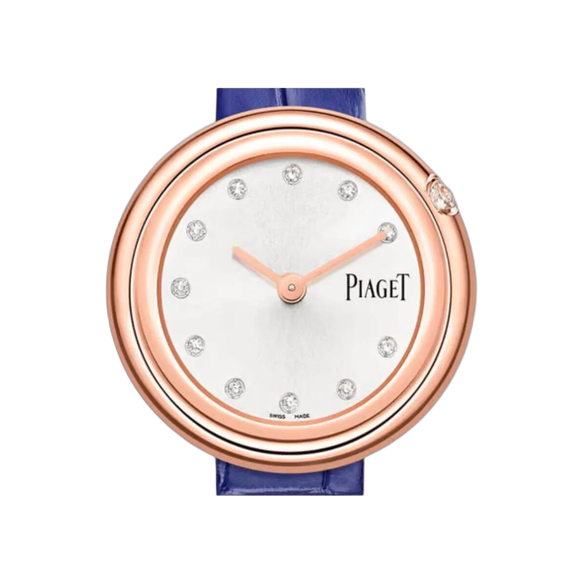 Piaget Possession G0A43091 Silber Diamantzifferblatt Blaues Lederarmband
