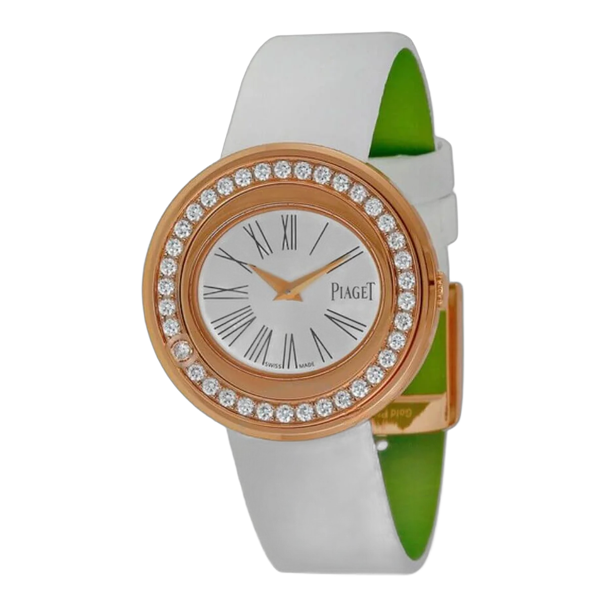 Piaget Possession GOA36188 18kt 玫瑰金镶钻缎面银色表盘
