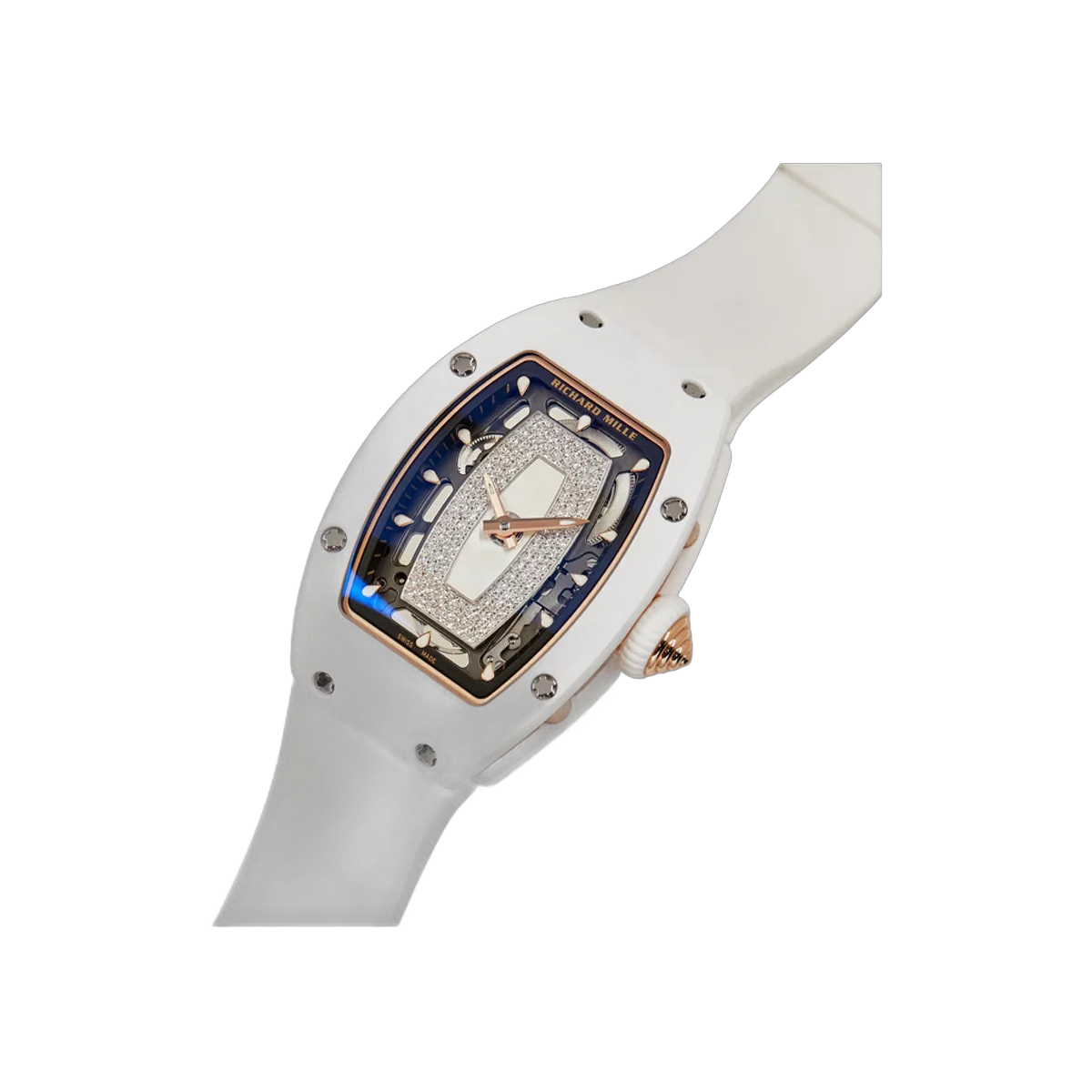 Richard Mille RM 07-01 Damenuhr aus weißer Keramik, 31 mm, weißes Zifferblatt