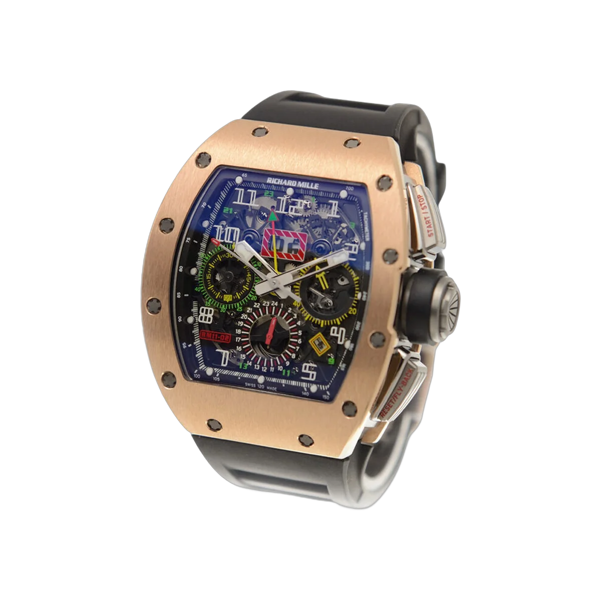 Richard Mille RM 11-02 GMT Rose Gold & Titanium 42.7mm Skeleton Dial Men's Watch