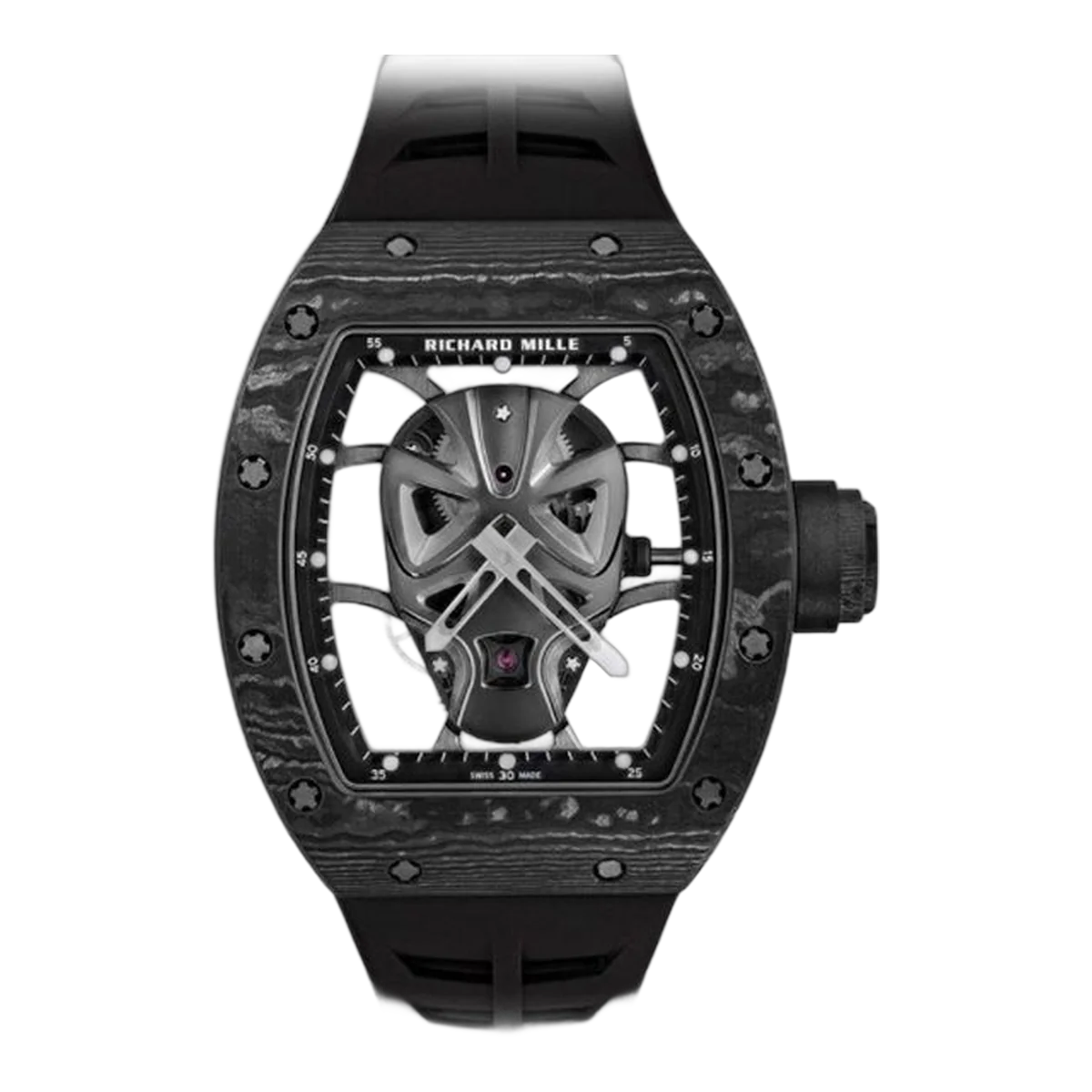 Richard Mille Rm 52-06 Mask Black Carbon Tourbillon 42Mm Black Rubber Straps Men's Watch