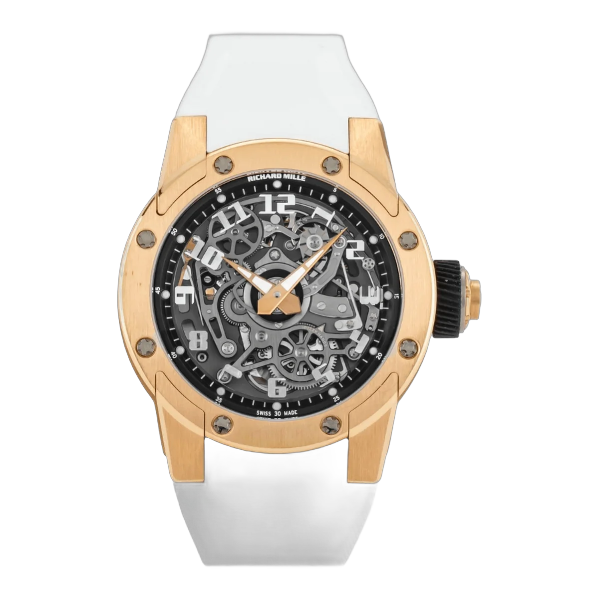 Richard Mille Rm 63-01 Dizzy Hands Skeleton Automatic Winding 18K Rose Gold & Titanium Black Rubber Strap