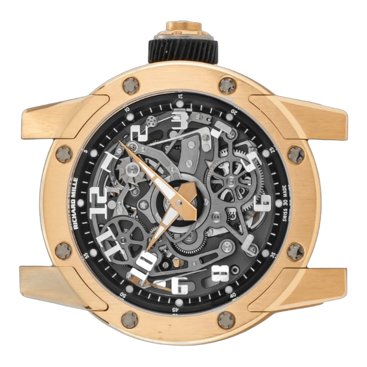 Richard Mille Rm 63-01 Dizzy Hands Skeleton Automatic Winding 18K Rose Gold & Titanium Black Rubber Strap