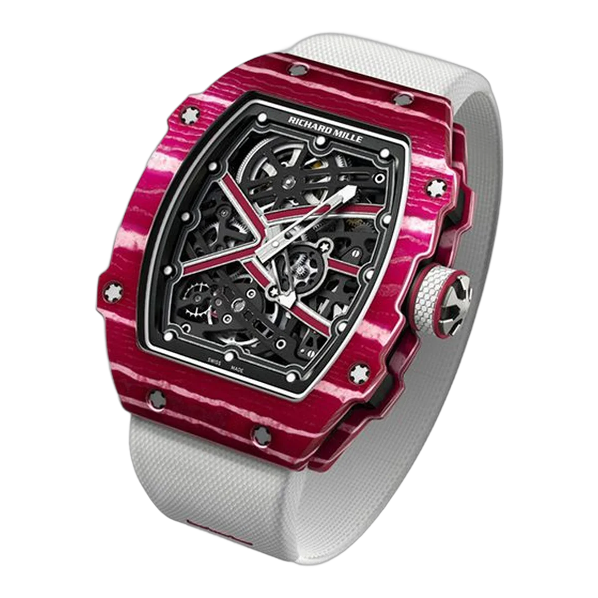 Richard Mille Rm 67-02 Ca-Fq High Jump "Mutaz Essa Barshim" 38.70Mm X 47.52Mm Quartz Carbon White Elastic Straps Unisex Watch