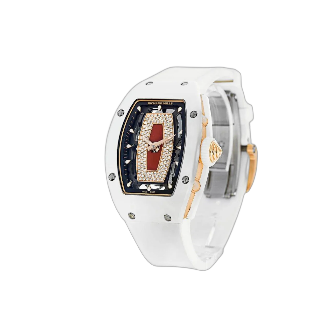 Richard Mille Rm07-01 Rg-Atz Diamond Set White Ceramic Case Red Jasper Dial