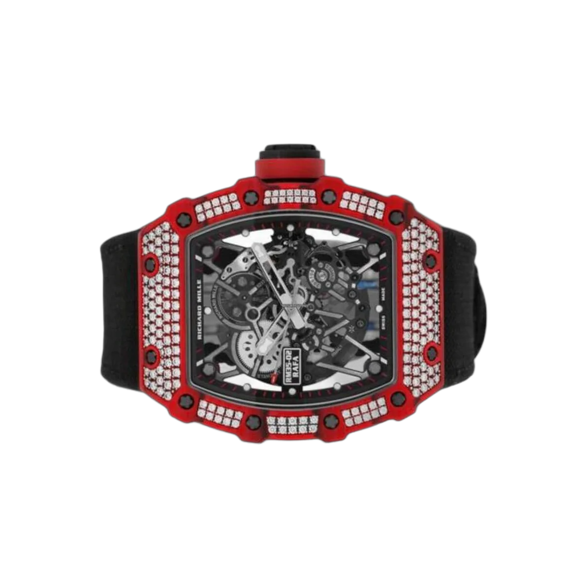 Richard Mille RM35-02 Rafael Nadal Diamond Red Quartz TPT Skeleton Zifferblatt