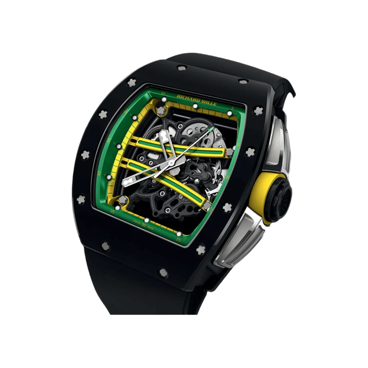 Richard Mille RM61-01 Yohan Blake The Beast 2 بمينا هيكلي أخضر وأصفر