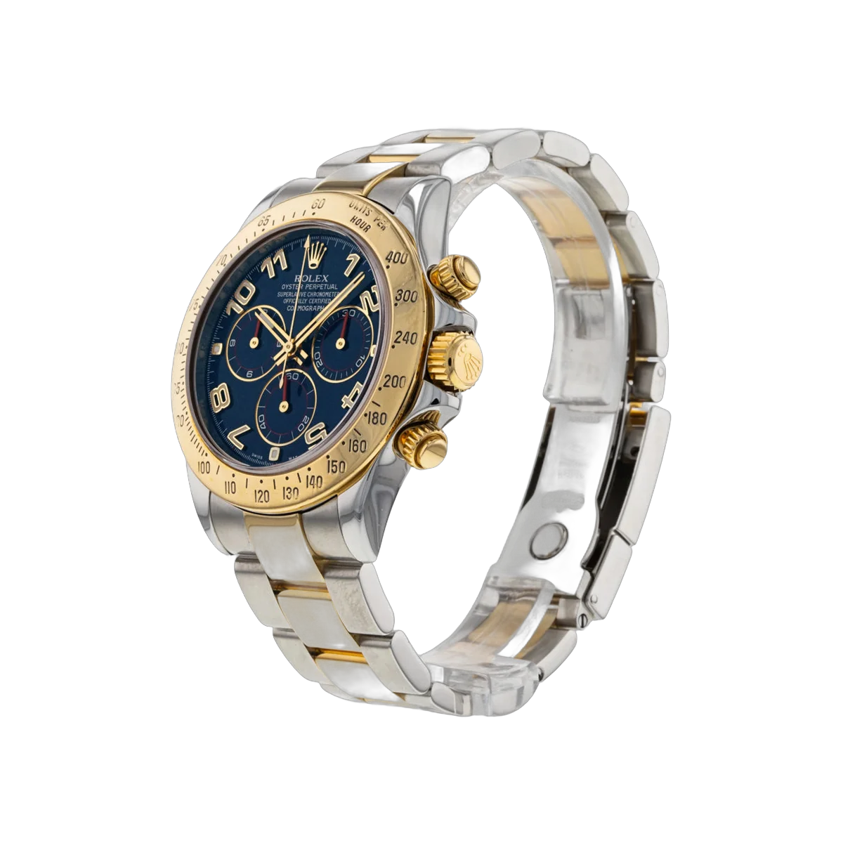 Rolex Cosmograph Daytona 116523 Steel & Yellow Gold 40mm Blue Racing Dial Men's Watch
