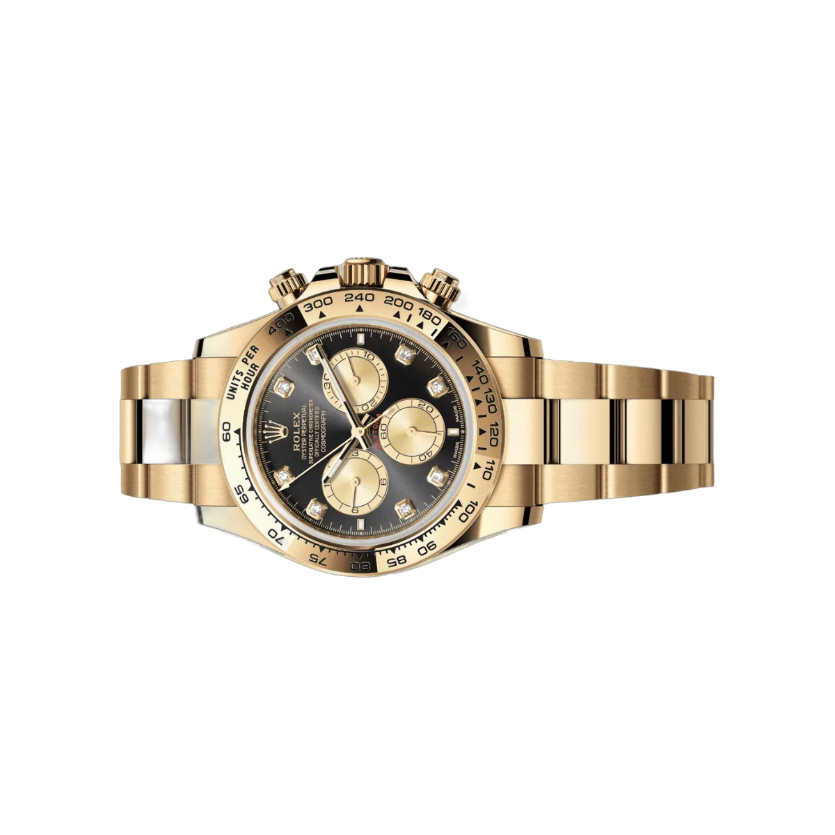 Rolex Cosmograph Daytona 126508-0003 Gelbgold Feste Lünette Schwarzes Diamantzifferblatt