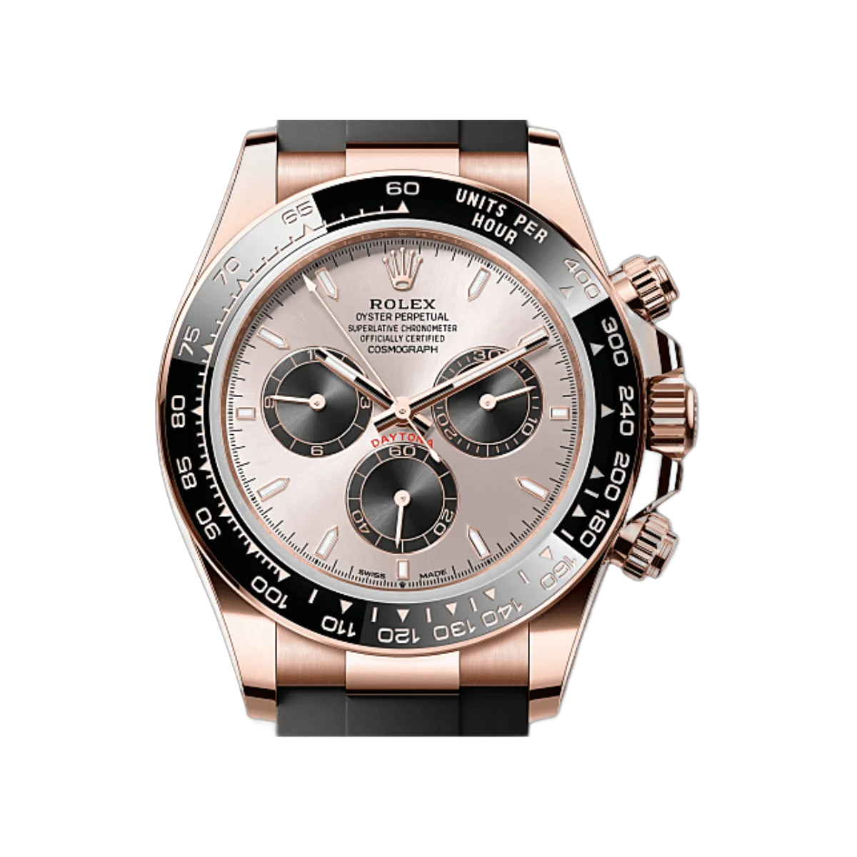 劳力士 Cosmograph Daytona 126515LN-0006 Oysterflex 手链 18kt 永恒玫瑰金 Sundust 和亮黑色表盘