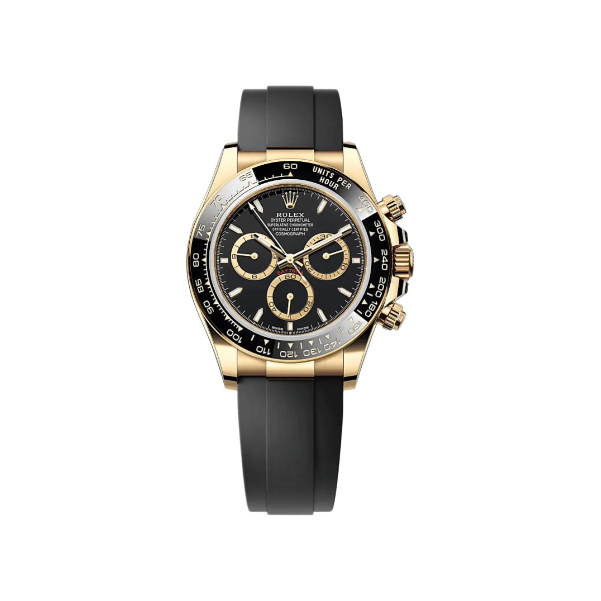 Rolex Cosmograph Daytona 126518LN-0008 ساعة رجالية أويستر بربتشوال من الذهب الأصفر عيار 18 قيراط بقرص أسود مقاس 40 مم