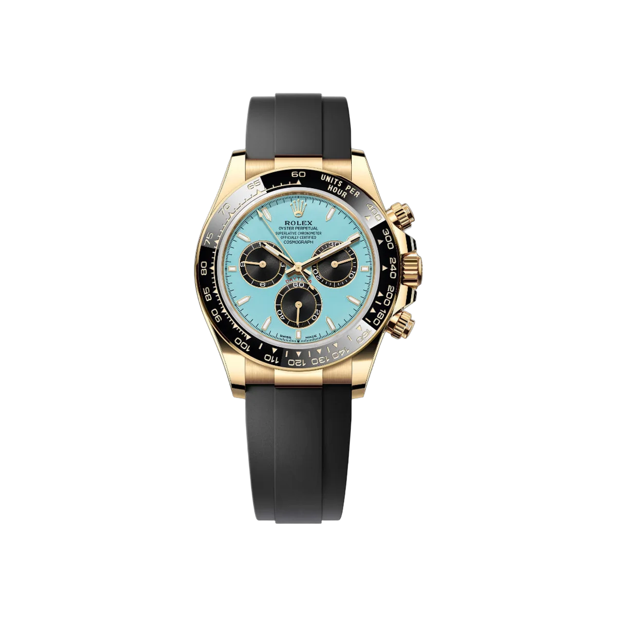 Rolex Cosmograph Daytona 126518LN-0014 Oysterflex Yellow Gold Turquoise Dial 40mm Men's Watch