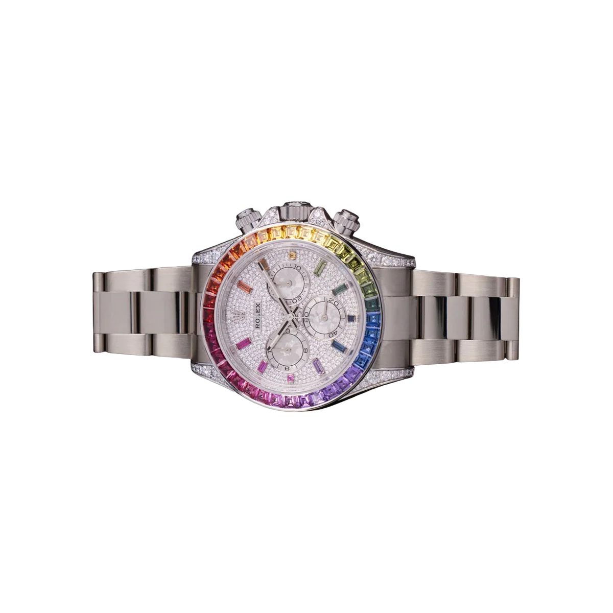 Rolex Cosmograph Daytona 126599RBOW Rainbow White Gold 40mm Pave Diamond Dial Men's Watch