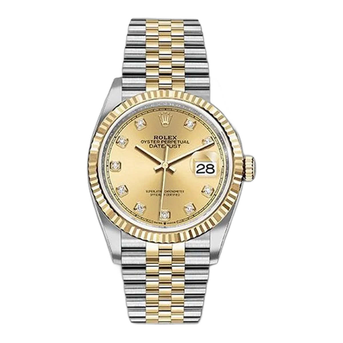 Rolex Datejust 126233 CHDJ Edelstahl und 18kt Gelbgold 36mm Champagner-Diamantzifferblatt Herrenuhr