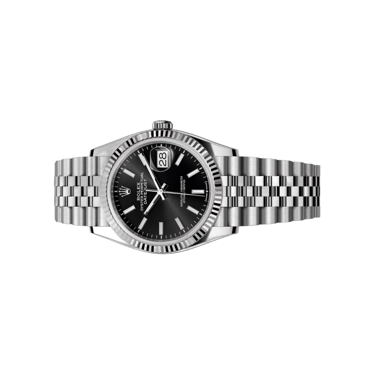 劳力士 Datejust 126234-0015 蚝式钢白金黑色索引表盘 36 男女通用手表