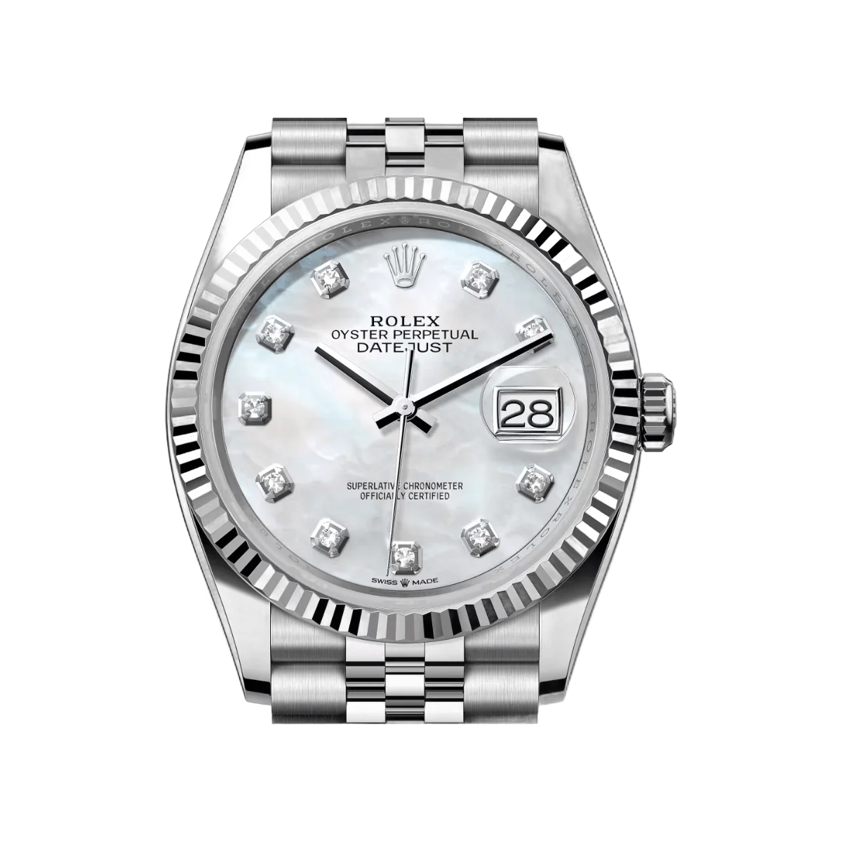 Rolex Datejust 126234-0019 Oystersteel White Gold 36mm MOP Dial Women’s Watch