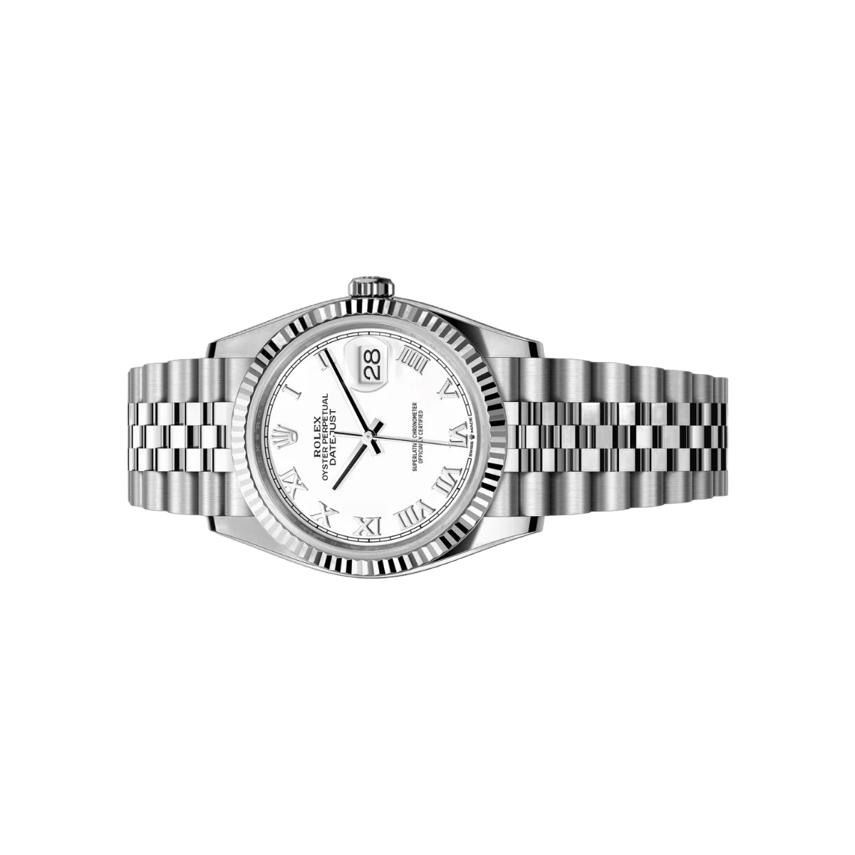 Rolex Datejust 126234-0025 Oystersteel White Gold White Roman Dial 36mm Unisex Watch