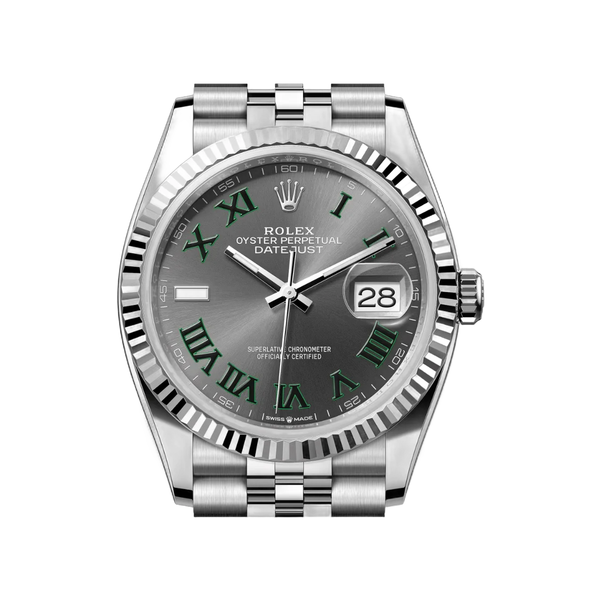 劳力士 Datejust 126234-0045 蚝式钢白金灰色表盘 36 毫米中性手表