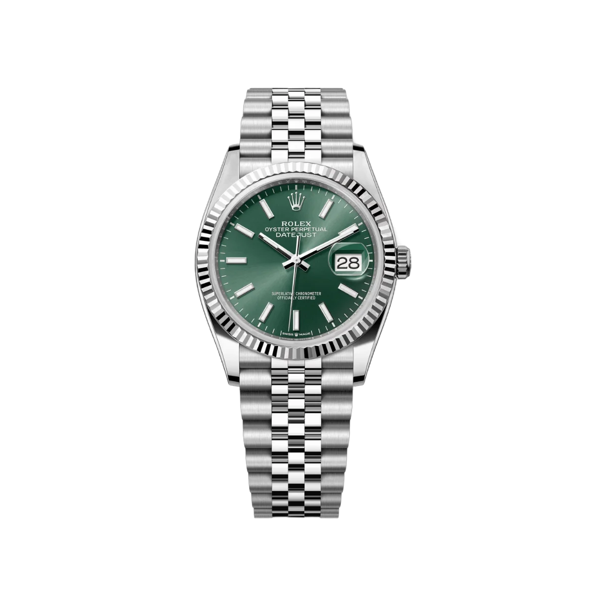 Rolex Datejust 126234-0051 ساعة للجنسين أويستر ستيل وذهب أبيض، مينا أخضر نعناعي 36 مم